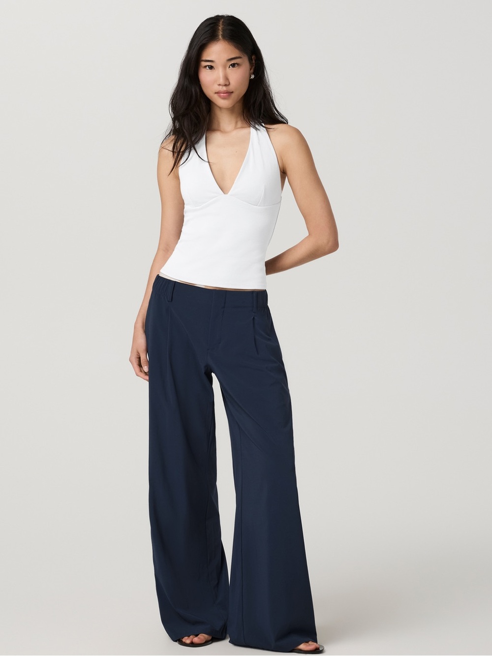 Vuori Villa Wideleg Trouser M Ink Navy High Rise Wide Leg Pants